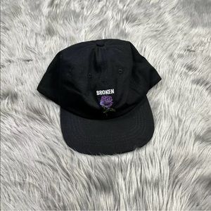 Broken Promises Black  Purple Thornless Rose SnapBack Hat One Size